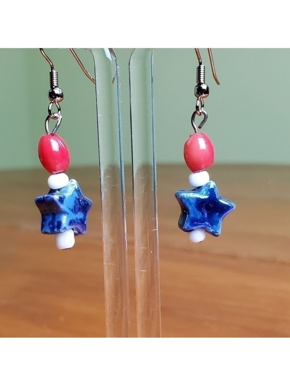 NWOT red, white, and blue earrings